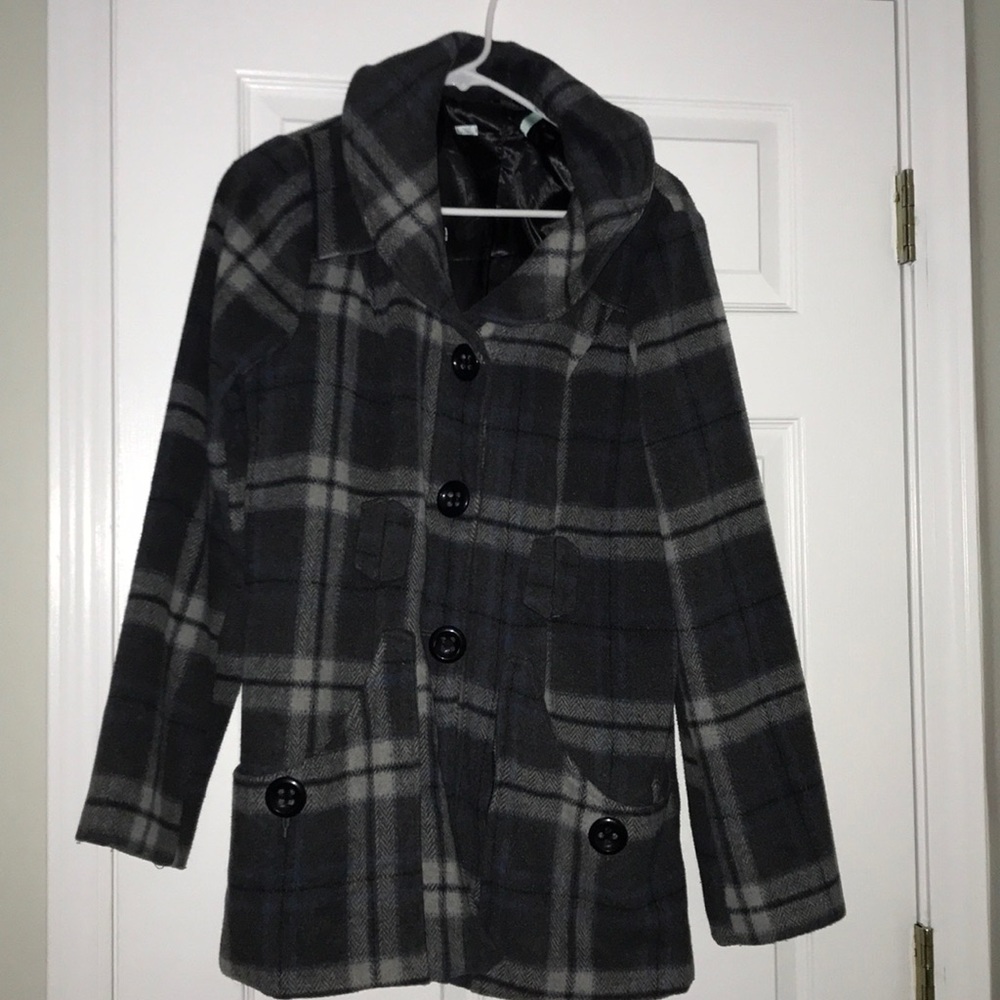 Plaid pea coat